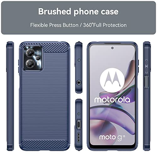 Image of NPRC Hybrid Ultra Slim Protective Case TPU Non-Slip Carbon Fiber Texture Shockproof Case Cover for Moto G13 - Blue