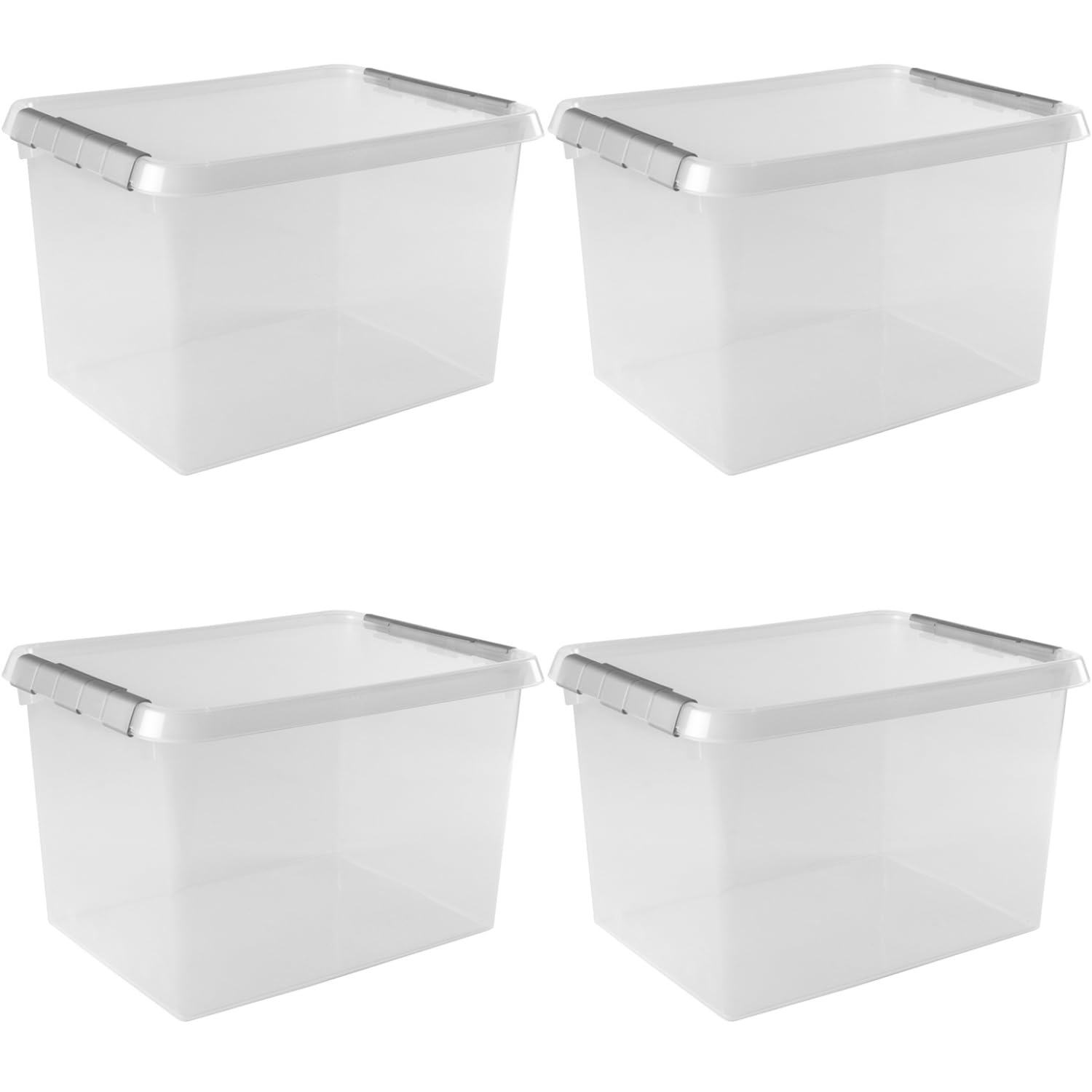 Sunware Comfort Line scatole in plastica con coperchio 36L - 50x40x26cm - set da 4 - contenitori in plastica con coperchio trasparenti impilabili