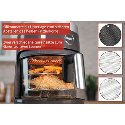 Unold 58695 Glas Heißluftfritteuse BPA-frei - Air fryer,1.200 Watt, LED-Touchscreen, 10 Automatikprogramme für, Grillen, Garen, Braten, Dörren, Backen, Erhitzen, Auftauen oder Rösten - ohne Öl – Bild 4