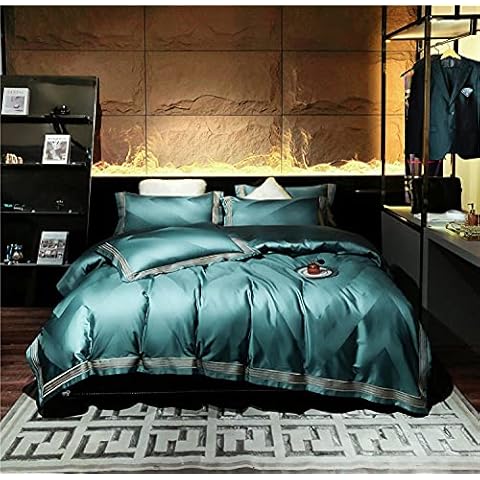 Greatcomfort Duvet cover sets,Light luxury 120 long velvet four-piece cotton cotton European luxury jacquard is set high-end bedding-Treasure_1.8M bed Cover