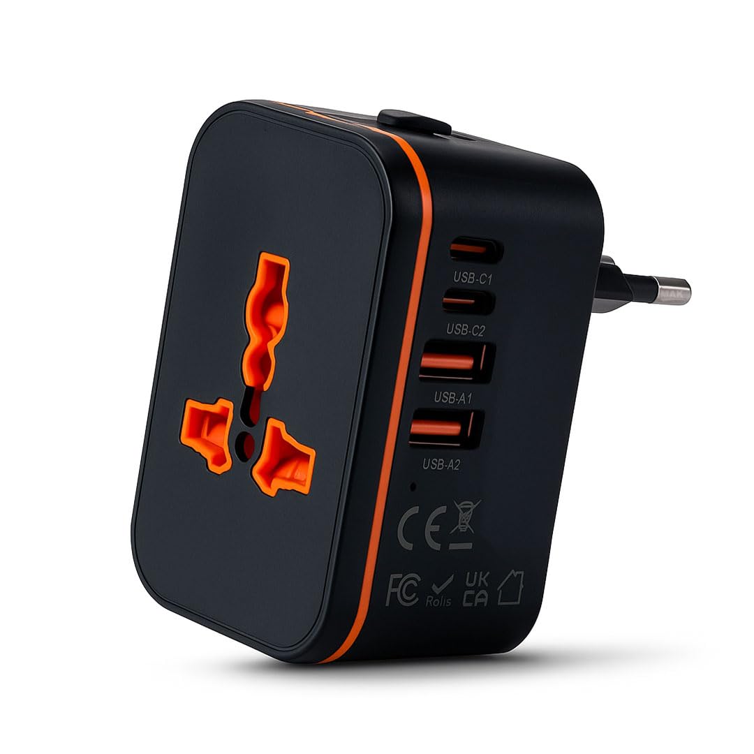 MAK 5 IN1 USB Universal Travel 20W Adapter International All in One Worldwide Travel Multi Plug Converter Adapter, Wall Charger with Build in Dual USB Charger with Multi Type Power Outlet for US EU UK-image-6