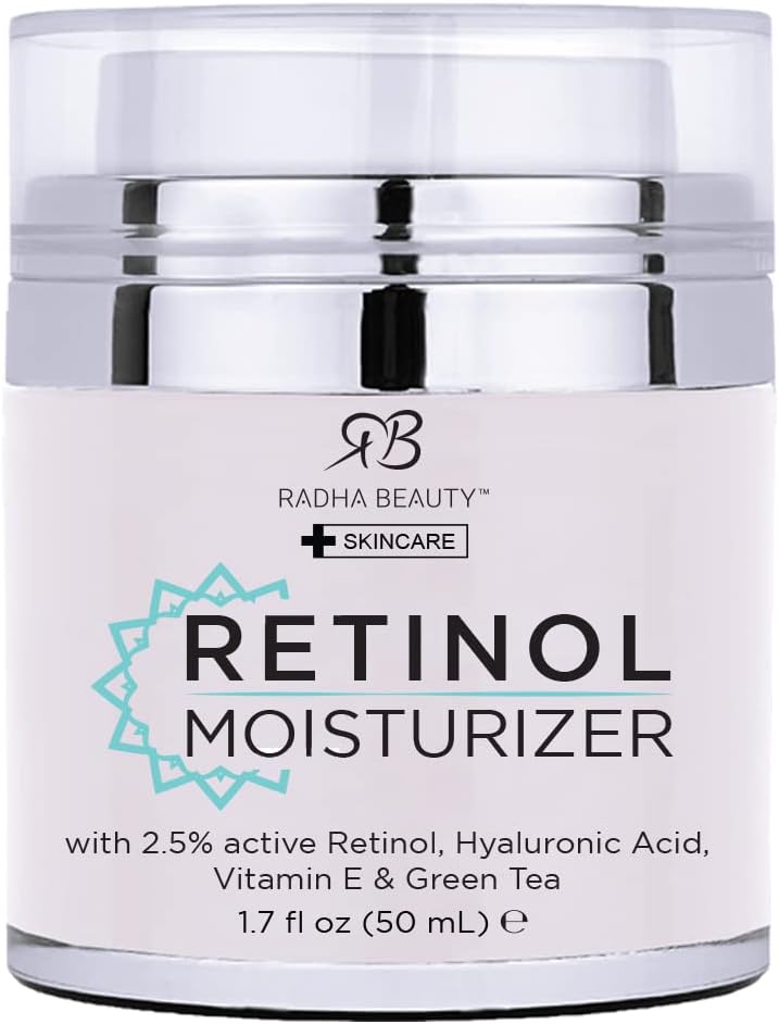 Radha Beauty Retinol Moisturiser Miracle Cream for Face - with Retinol, Hyaluronic Acid, Vitamin E and Green Tea. Best Night and Day Moisturising Cream 50ml