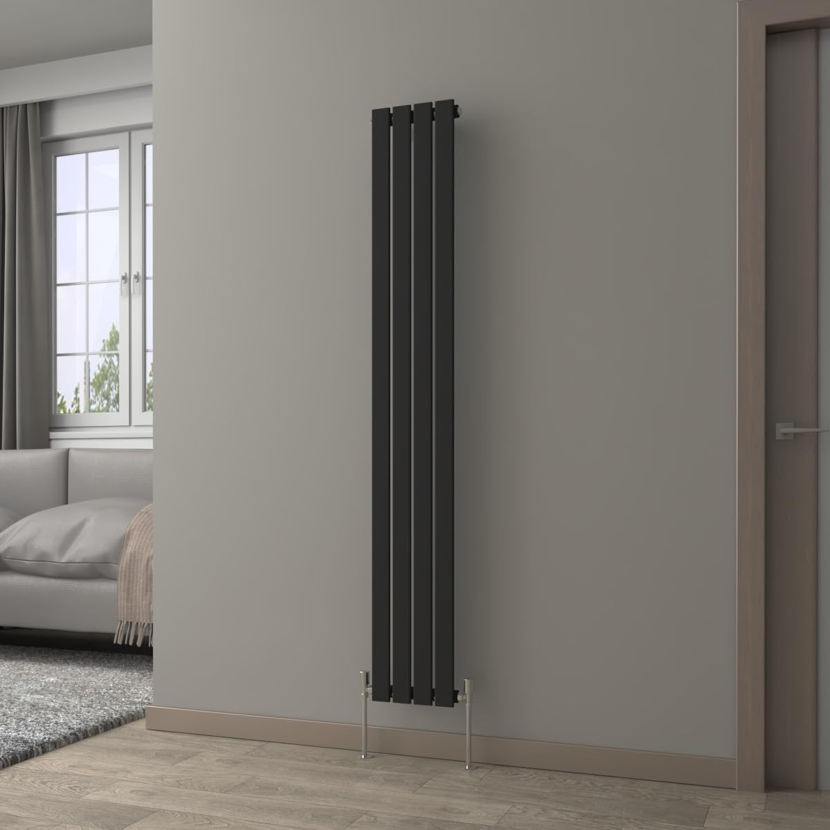 NRG Black Vertical Radiator 1800x272mm Single Flat Panel Central Heating — image 1