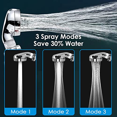 Vacto High Pressure Shower Head With Handheld, Turbo Shower Head With Filter, Detachable Water Saving Showerheads With On Off Switch, 3 Spray Modes Hydro Jet Shower Head With Hose & Bracket #TOP1