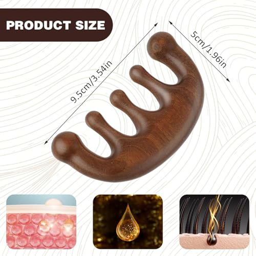 Image of Wooden Manual Scalp Massager Comb - Natural Wood, Wide Tooth, Head Massage Tool, Meridians Scalp Massage, Gua Sha Comb