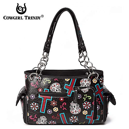 Sugar Skull Rose Flower Day of the Dead Purse Punk Gothic Totes Women Fashion Handbag Skeleton Shoulder Bag Wallet Set4