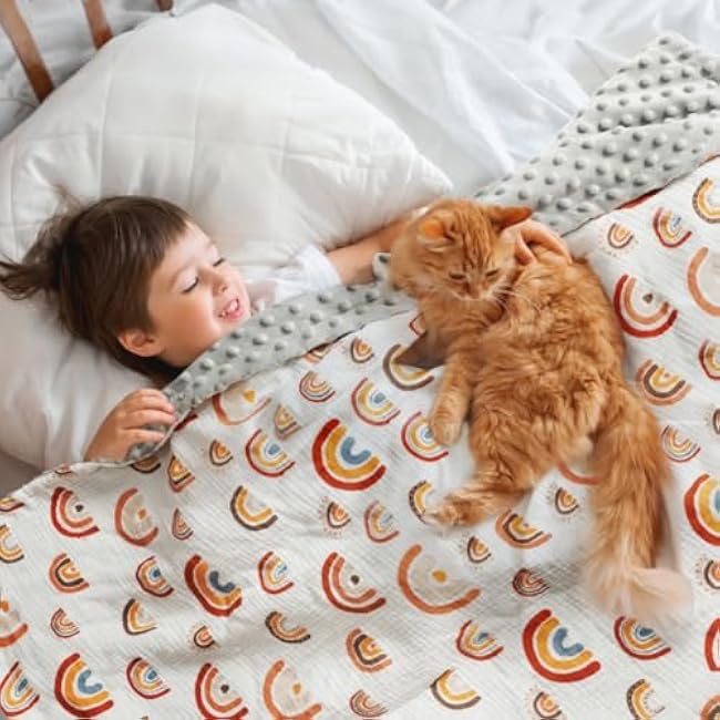 3 Pack Soft Boho Baby Gender Neutral Blankets for Newborn Baby Girls or Boys Unisex Nursery Toddler Baby Throw Blanket Double Layer Blankets with Dotted Backing Sun Rainbow Printed (Boho)