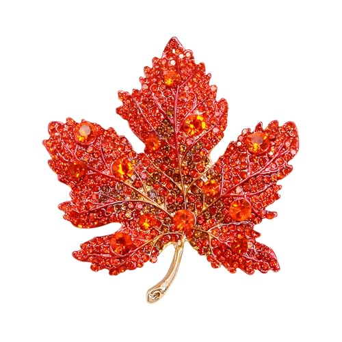 Image of WCRAZYE Rhinestone Maple Brooch Pin for Women Girls Sparkling Full Micro Pave Crystal Fall Thanksgiving Vintage Colorful Maple Leaf Lapel Pin Party Prom Wedding Thanksgiving Jewelry Gift