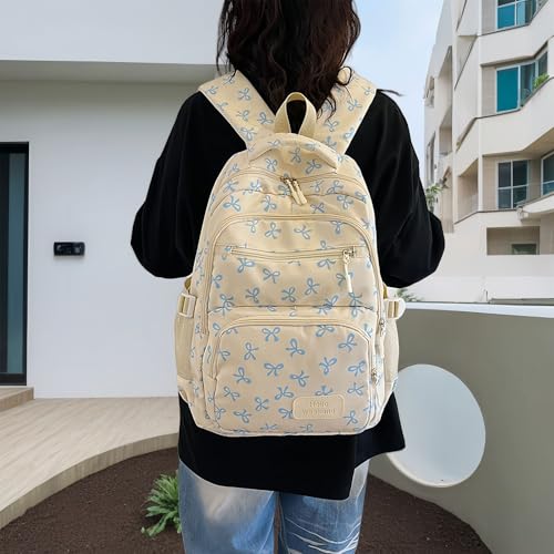 Coquette Bow Backpack Rucksack 3Pcs Set for Girl, Cute Preppy Backpack Set Aesthetic Daypack (5#)3