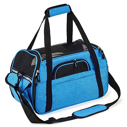 HAPPY HACHI Transportín para Perros Portador Gatos Mascota Bolsa Malla Transpirable para Viaje Bolso Hombro(M, Azul)