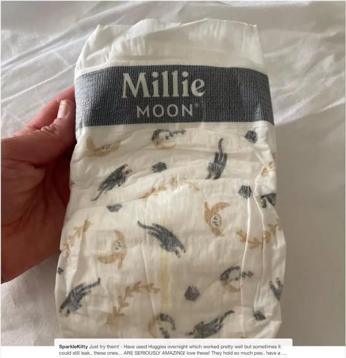 Image of Millie Moon Luxury Diapers - Ultra Soft CloudTouch Disposable Diapers with 12 Hour Absorbency & Wetness Indicator (2-88ct)