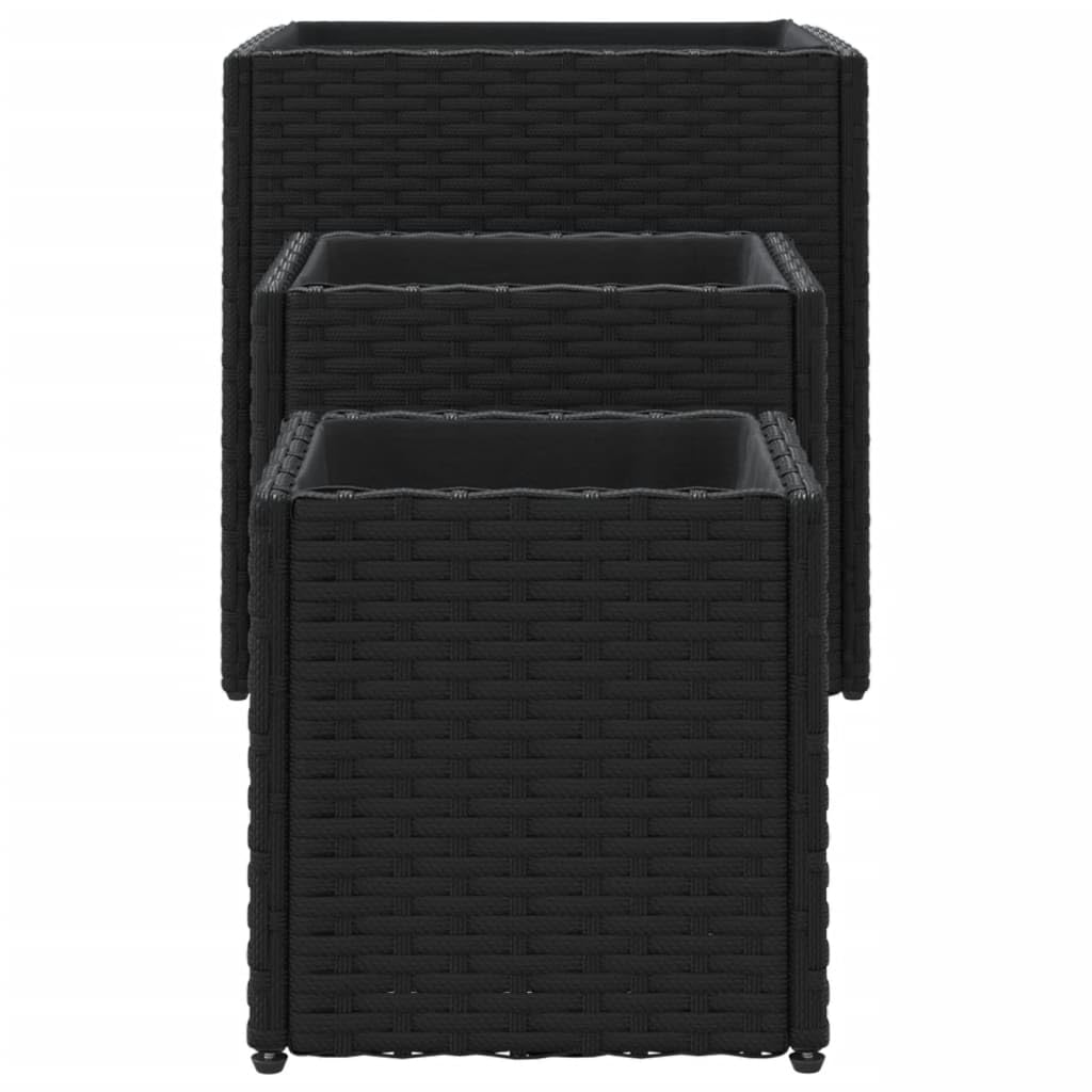 Rantry Pflanzgefäße für den Garten, 3 Stück, schwarz, aus Polyrattan, Pflanzgefäß für den Außenbereich, Gitter-Pflanzgefäß für den Garten