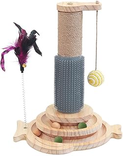 Marchul 5 in 1 Cat Toy, Cat Sisal Rope Massaging Scratching Post with Hanging Ball, Interactive Traction Toy for Cats with Bouncy Feathers, for Playing Around the House product image