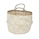 Compactor Belly Korb L - Handgewebter Seegras- und Papierkorb, Größe 35x35x32 cm, Weiß