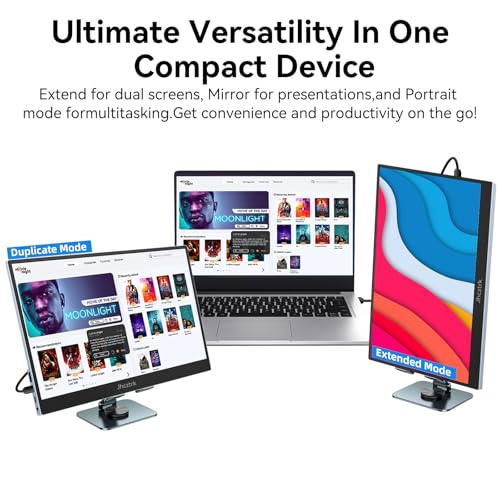 Image of 15.6 Inch Portable Monitor, FHD 1080P IPS 100% sRGB Full Function USB-C Ultra Slim Metal Bezel External Travel Screen with Stand & Carry Bag for Laptop Mac PC Phone PS4 PS5 Xbox Switch