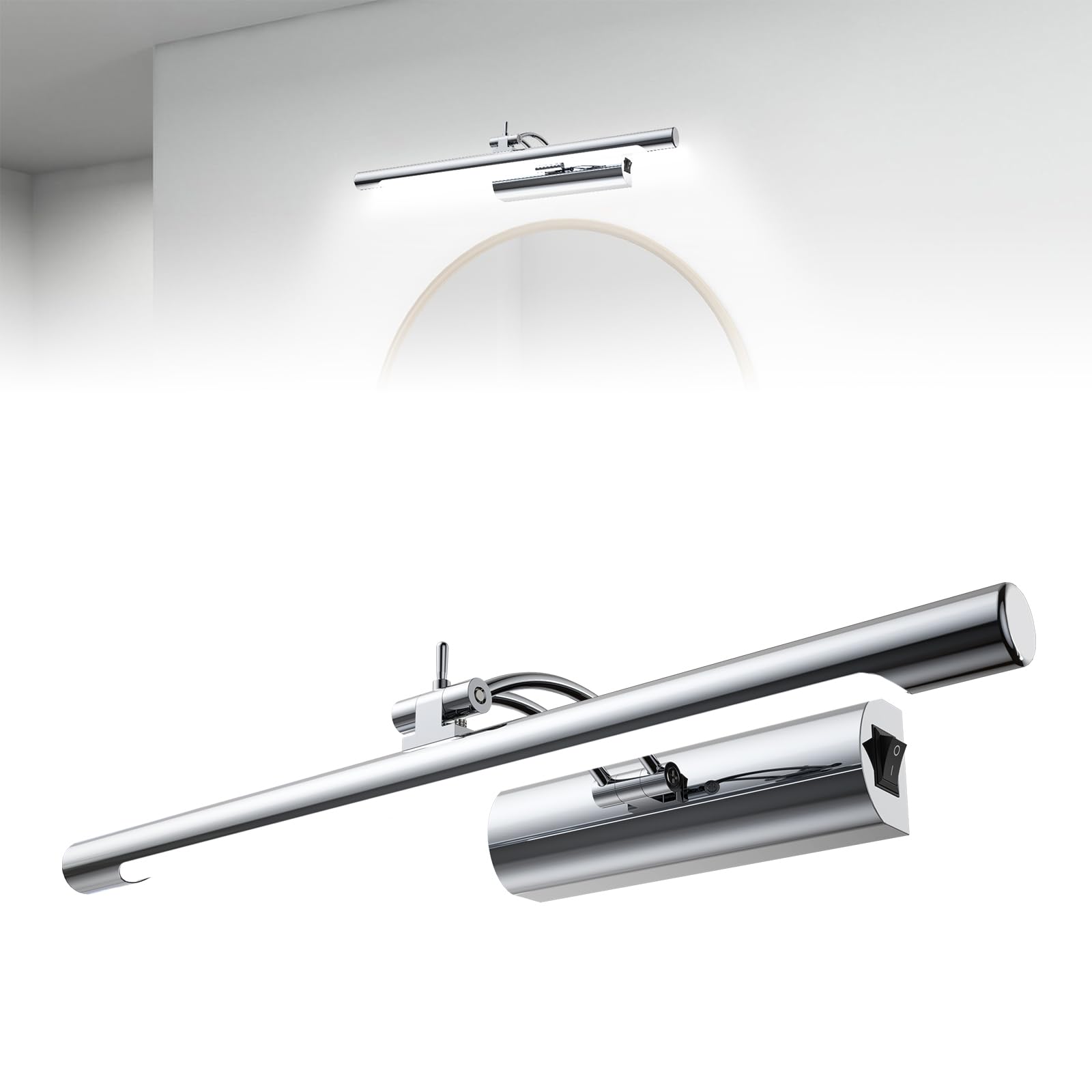 ACXIN LED Spiegellampe Badezimmer 10W 40cm Edelstahl Warmweiß 3000K 700LM, Spiegelleuchte IP44 mit Schalter, Schminklicht Badlampe Wandleuchte für Spiegelbeleuchtung