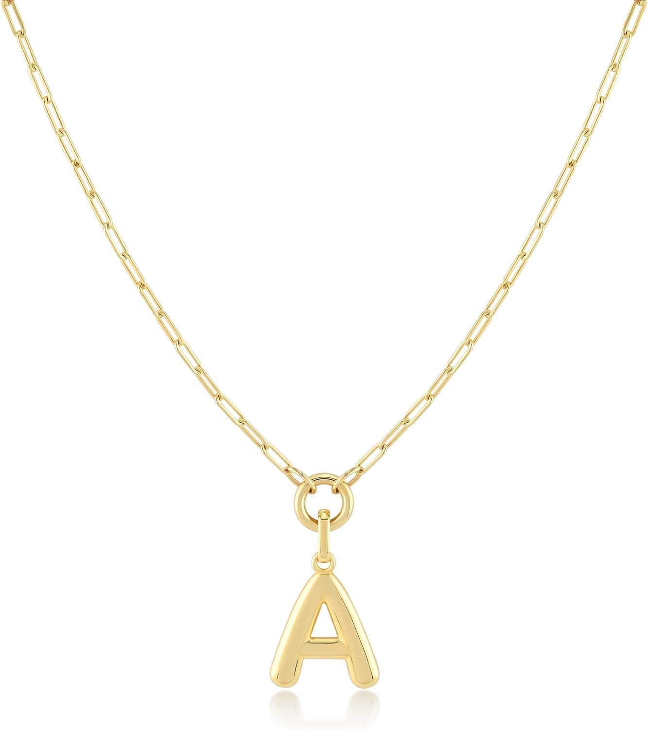 Jewelry Atelier Gold-Filled Initial Necklace for Women – Layered Initial Necklace with A-Z Pendant – 14k Gold-Filled Paperclip Chain– Cute Layered Gold Choker – Gold Jewelry for Women