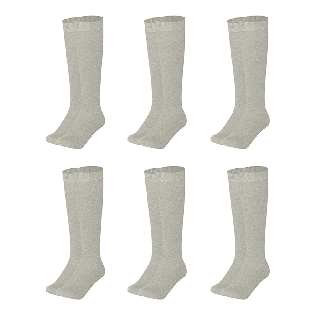 MUKHAKSH (Pack of 6 Pairs = 12 Socks Boys Cotton Lycra Melange Grey Knee Length Knee High Socks