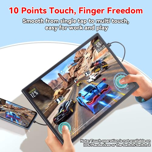 Image of S123E 12.3 Inches Portable Monitor for Switch /Switch 2, Ultra Slim Touchscreen Monitor Touch Mini Travel Monitor 1280P IPS Display 100% sRGB for Laptop Surface PC Xbox PS4 /5 and Office