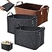 GZjiyu 3 Pcs Panier Feutre, Pliable Panier de Rangement avec Poignées pour Rangement Vêtements Chaussures Livres CD Jouets Articles de Toilette (2 Pcs Noir + 1 Pcs Marron)