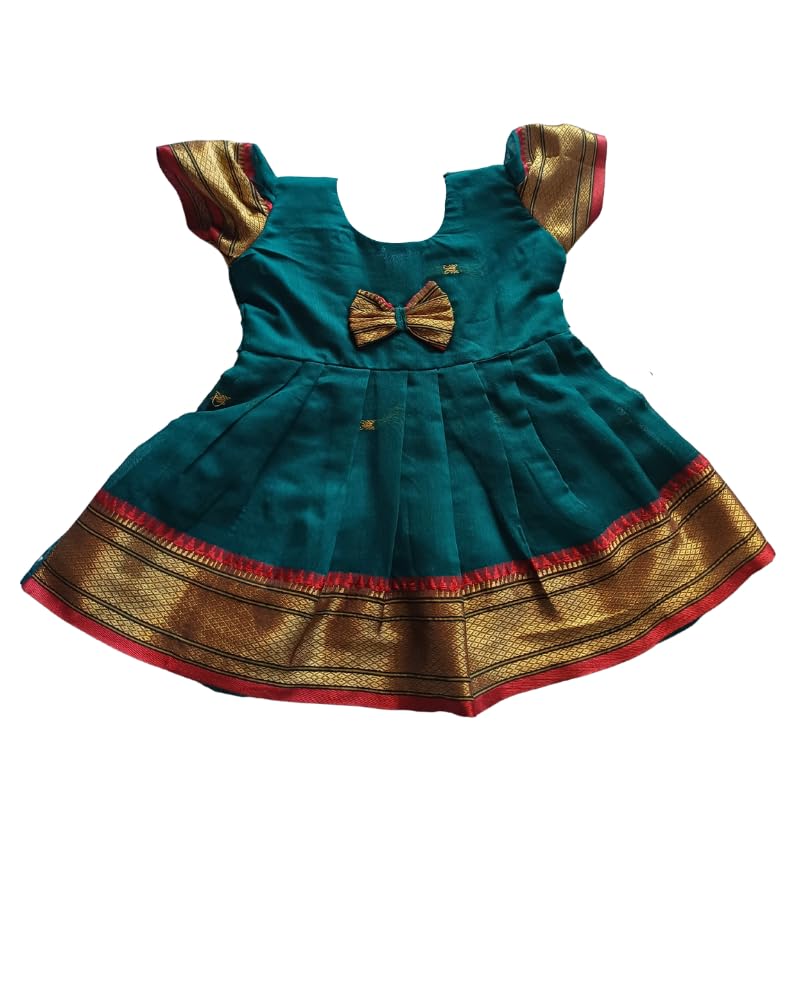 Baby Girls' Black Acrylic Cotton Dress Traditional Elegant Frock for 0-5 Years| Perfect for Festivals Family Gatherings, Celebrations-image-45
