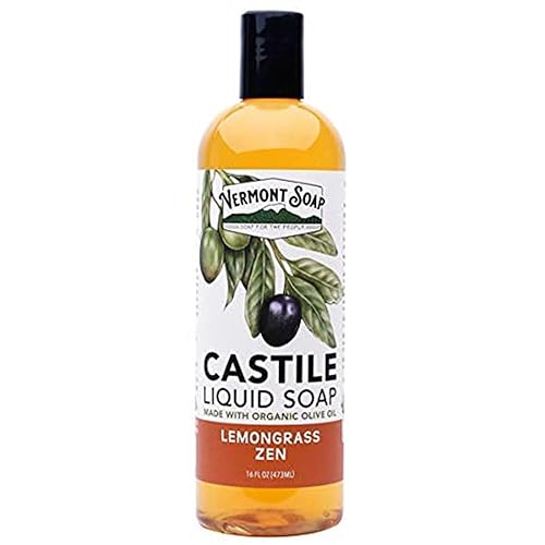 Vermont Castile - Jabón Zen de citronela, jabón líquido suave para pieles sensibles y gel de baño natural, champú orgánico para cabello graso, jabón