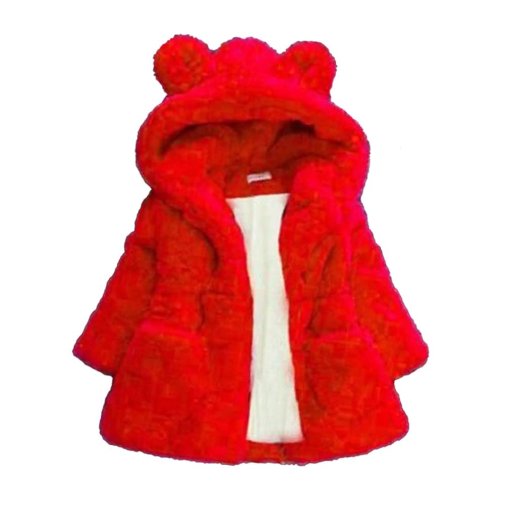 AiWMGL Kids Girls Winter Warm Coats Jacket Clothes Outwear Overcoat Ear Hooded Faux Fur Thicken Fleece Toddler