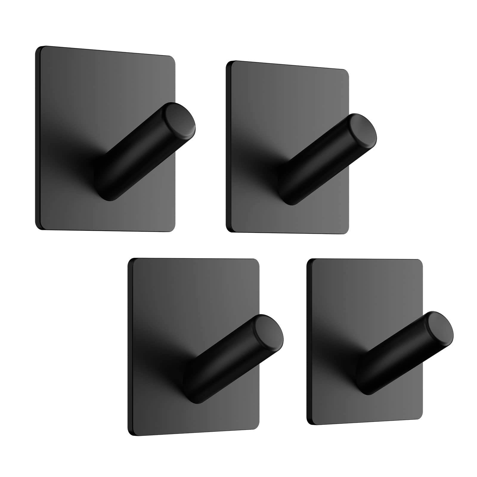 Dripex Haken Selbstklebend Klebehaken Edelstahl Ohne Bohren Handtuchhaken für Küche und Bad Schwarz 4 Stück