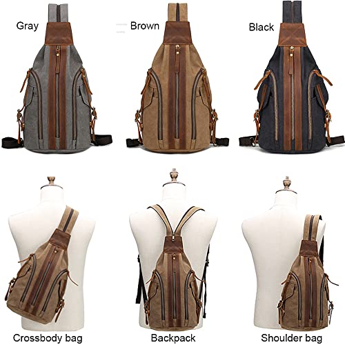 Canvas Sling Bag for Men Vintage Chest Bag Lightweight Backpack Crossbody Bag Shoulder Casual Women Outdoor Cycling Travel3