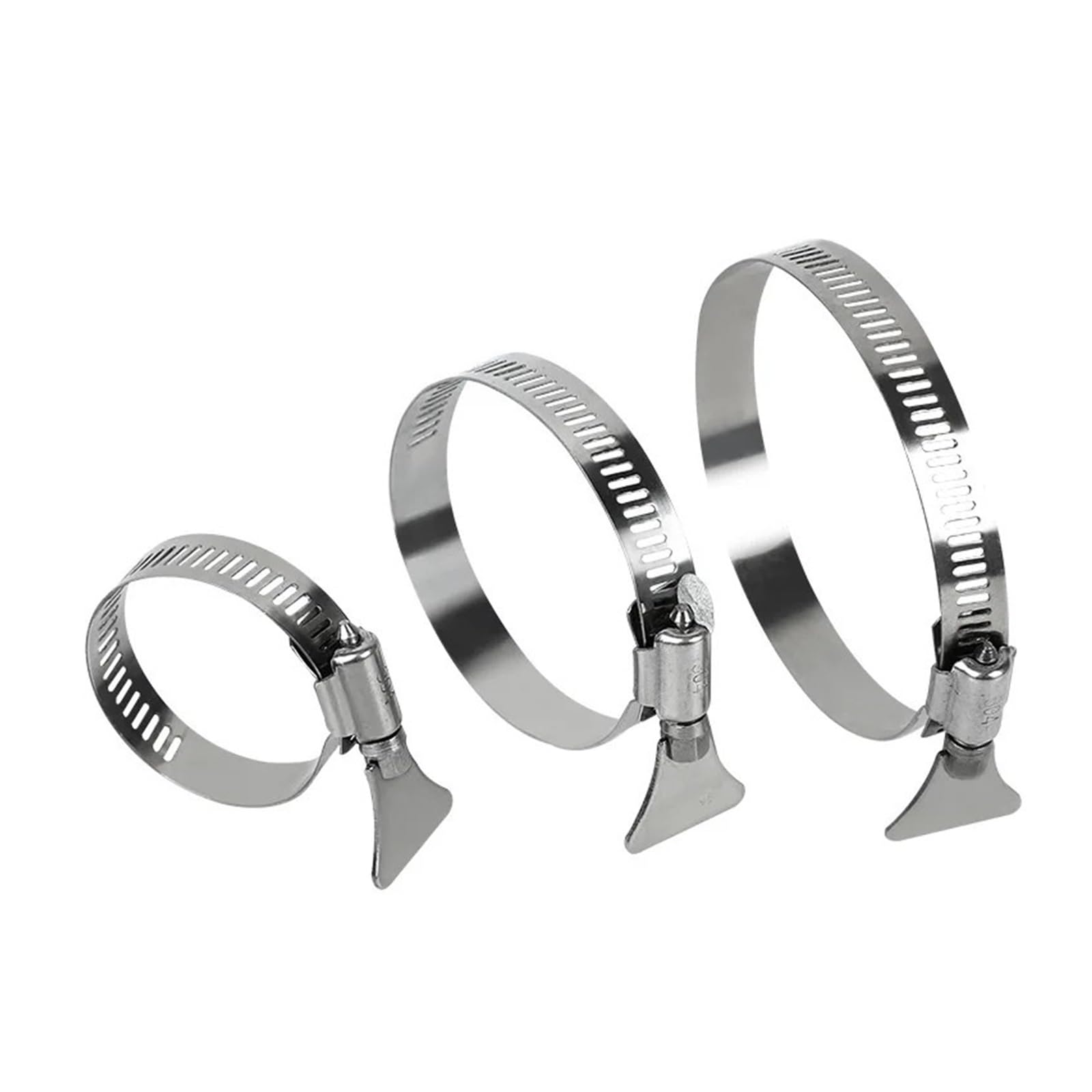 304 Stainless Steel Hose Clamp Tool Accessories Adjustable Water Pipe Fixing American Buckle with Handle 10pcs/Set Hose Clamp(46-70mm 10pcs)