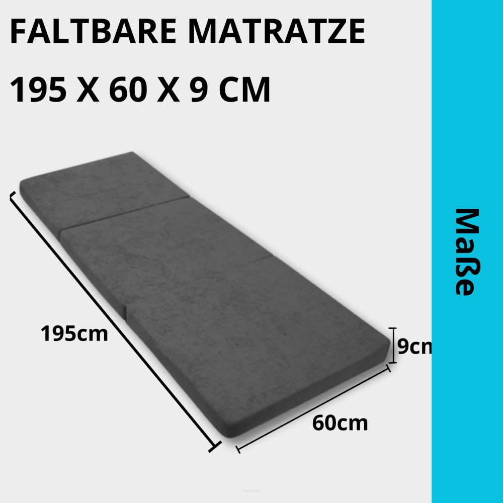 FORTISLINE Vouwmatras Gastenmatras XML - 195x60x9cm W389_XM (grijs