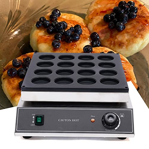 HinLIaDa 110V Electric Mini Cake Baker Machine, 16 Holes Red Bean Cake Maker Waffle Baker Machine Commercial Nonstick End Alarm with Thermostats & Timers LED Lights Show for Home Kitchen Bakery