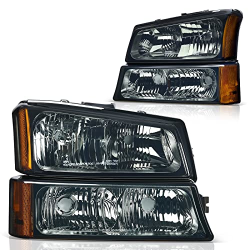 Image of DWVO Headlight Assembly Compatible with 2003-2006 Chevy Silverado Chrome