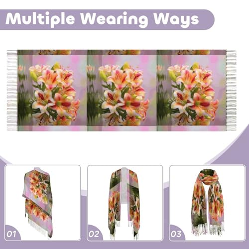 Scarf for Women Winter Scarf Shawl Travel Alstroemeria Printed Scarf Wraps for Women4