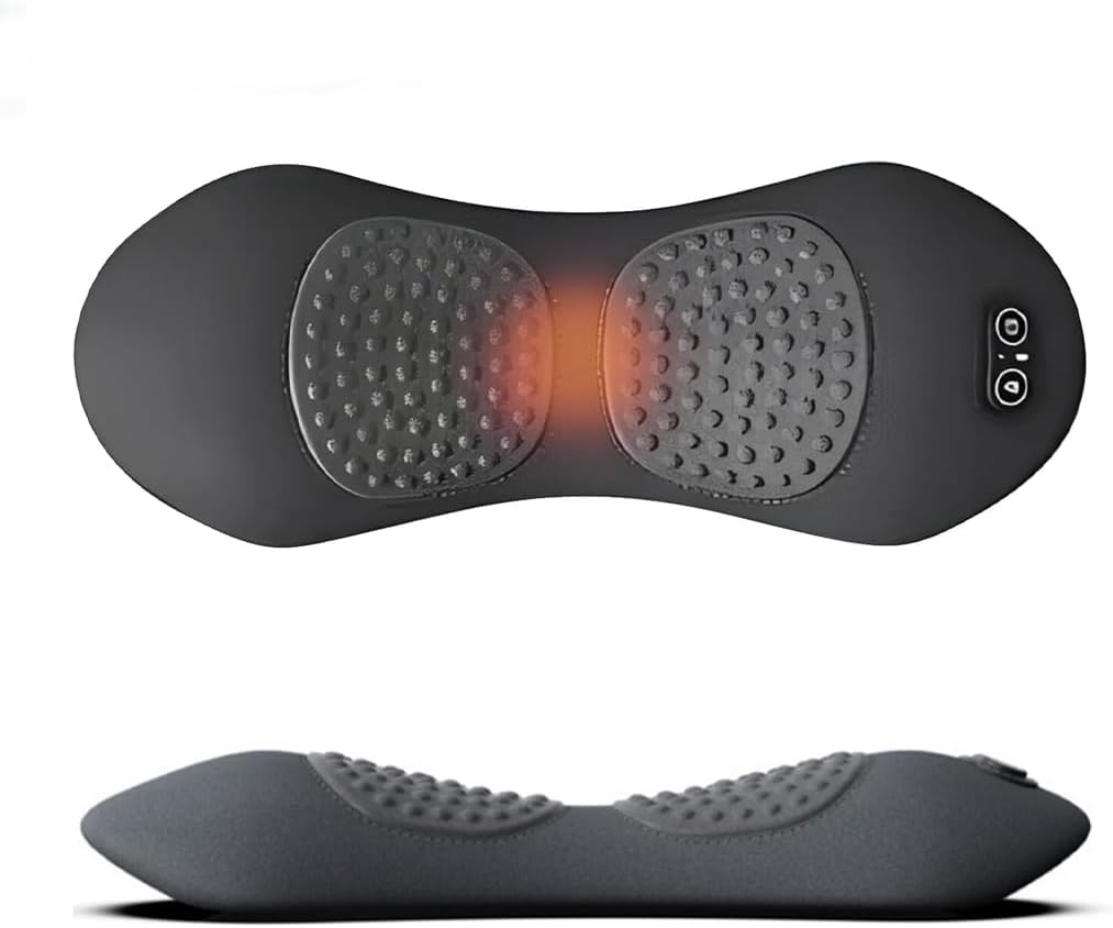 Massager Neck and Back Shiatsu Heated – 3-in-1 Electric Back Support Pillow with Vibration, Heat, and Air Cushion for Lower Back Pain Relief, Use at Home, Office, or in Car (Classic Black)