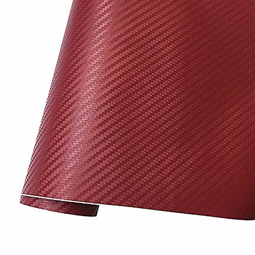 Autofolie 500mm x 2000mm 3D Carbon Fiber Vinyl Car Wrap Blatt Rolle Film Auto Aufkleber und Abziehbilder Motorrad Zubehör Autos(Wine red,50cmx10m)