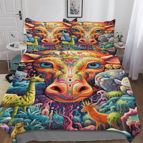 Housse de couette avec fermeture éclair en microfibre imprimé girafe - 2