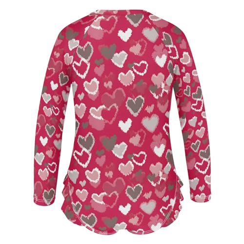 ALAZA Toddler Swimsuit Girl Bathing Suit Swimwear Rash Guard Heart Rose Red Love Long Sleeve 3T3