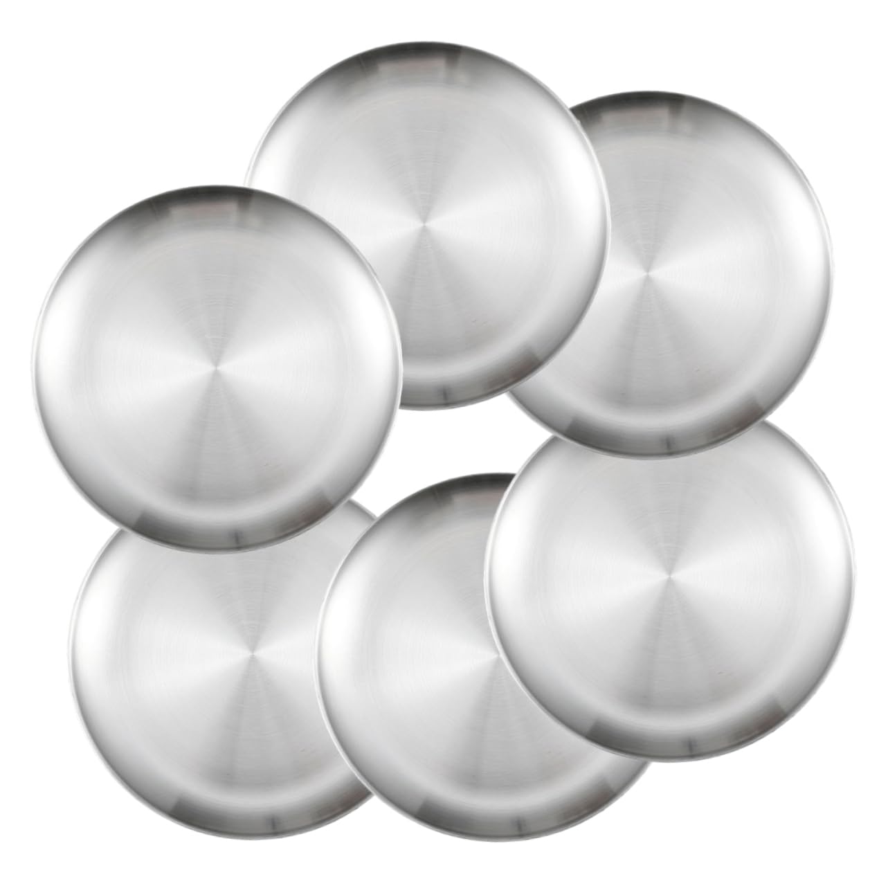 KICHOUSE Reusable Stainless Steel Plates 6-piece Round Dinnerware Versatile for Camping Bbq Snack Dinner Dishwasher Safe