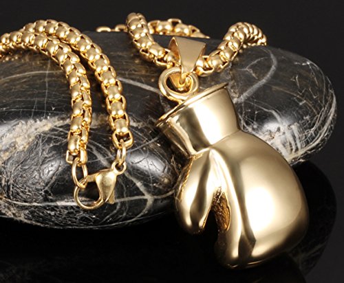Hamoery Men Women Punk Stainless Steel Boxing Glove Chain Pendant Necklace4