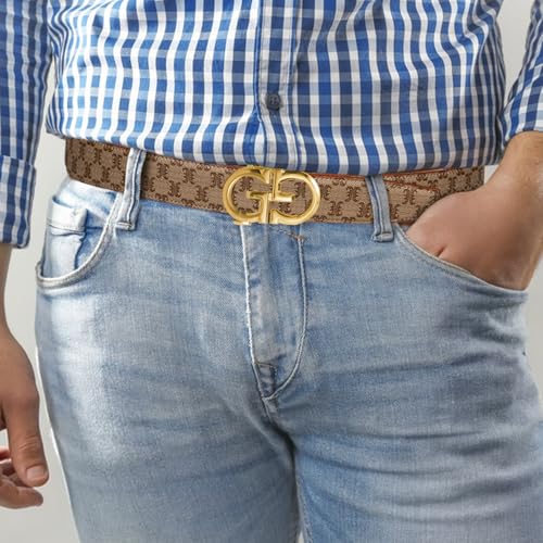 Image of ITIEZY Ratchet Belts for Men - Leather Click Belt for Casual Dress 1 3 /8 inch, Mens Adjustable Belt Trim to Fit