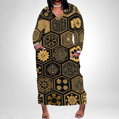 Image of Womens African Dresses Sexy Casual T-Shirt Dresses Long Sleeve Oversized Baggy Summer Sundress