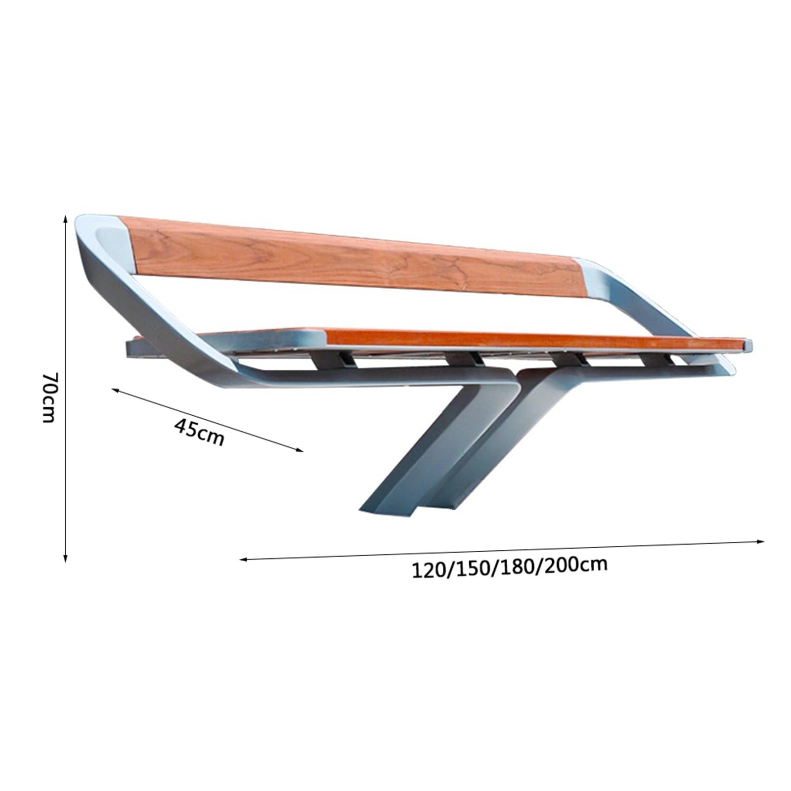 SDdPulse Sedia a panca da esterno, moderne sedie a panchina per esterni, con schienale, patio, giardino, cortile, panca casual con telaio e gambe in acciaio progettate, patio marrone, 120 x 45 x 70 cm