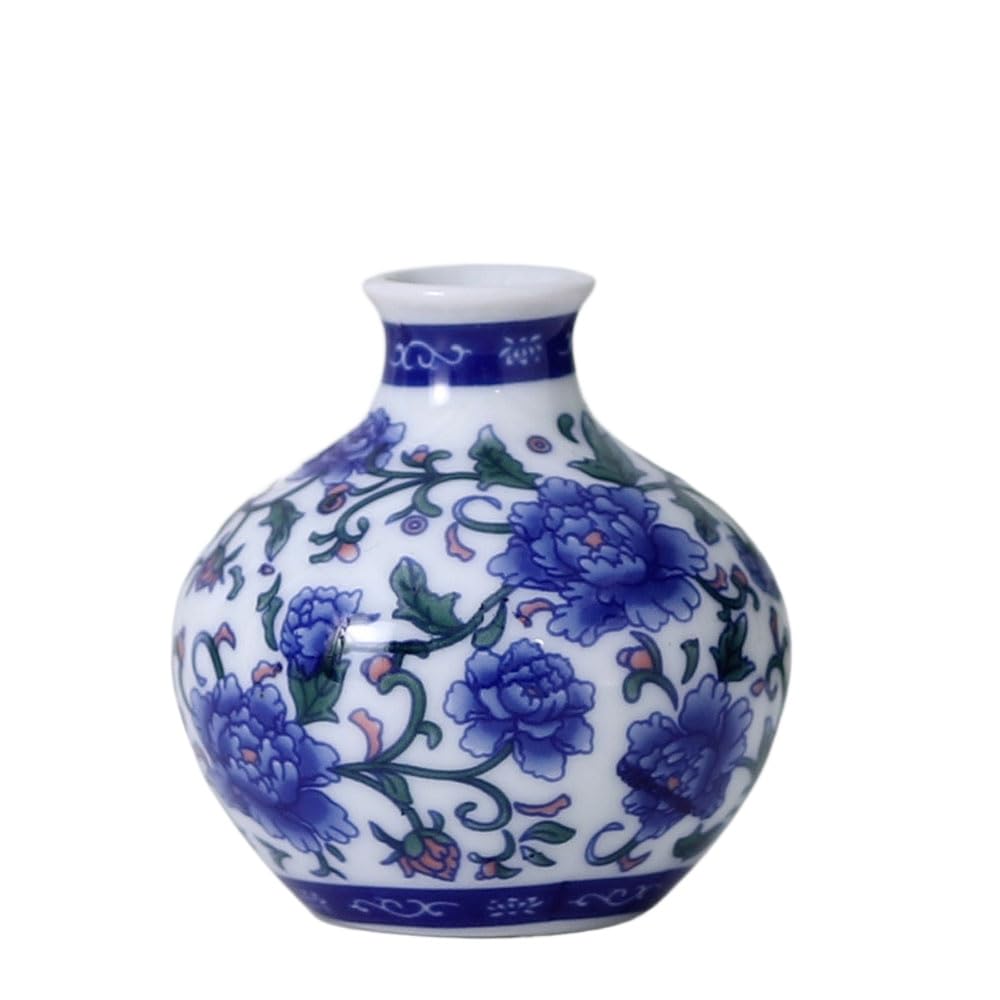 asdchZen Blue And White Vase Blue And White Porcelain Vase Chinoiserie Decor Mini Craft White Table Decor Ceramic Floral Arrangement Holders Hydroponics Flower Vase Ceramics Household