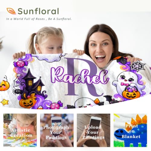 Personalized Baby Blanket for Girls,Custom Halloween Blanket with Name - image 4