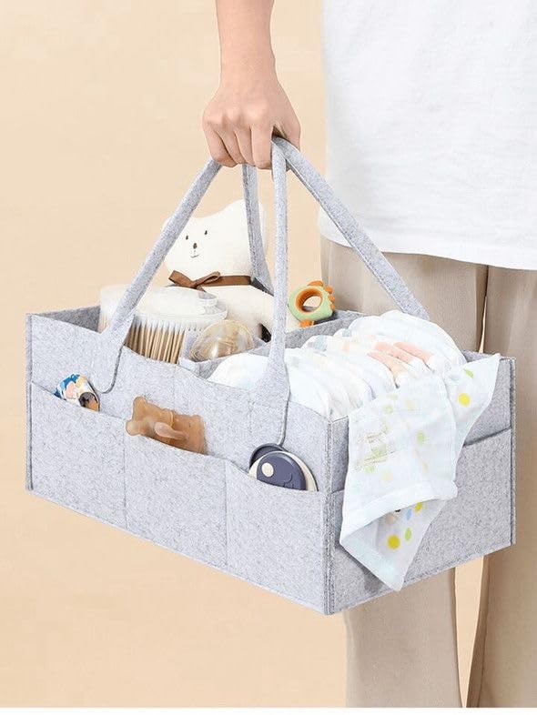 Baby Diaper Storage Organizer Caddy Nappies Bag for Mother Stylish Nursery Basket for All Newborn Baby Products - Brown-image-41