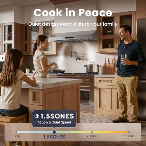 Image of VIKIO HOME 42 inch Range Hood,900 CFM Powerful Vent Hood,Under Cabinet Range Hood with 1.5 Sones Quiet, Gesture Control+Delay Shutdown,Stainless Steel Hood Vents for Kitchen,Dishwasher-Safe Filters