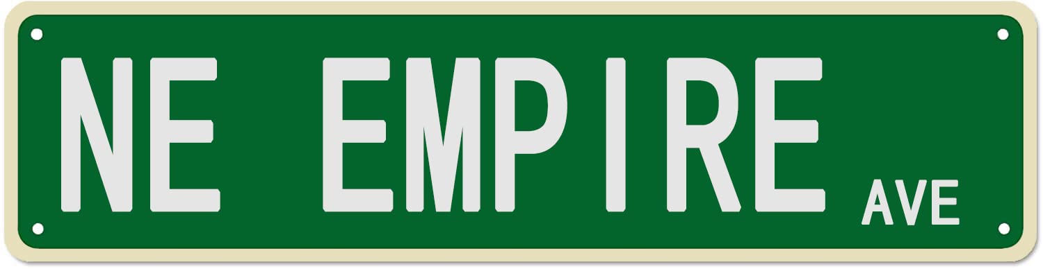 peiyeety Vintage Metal Tin Sign Decorative Wall Art Ne Empire Ave Themed Street Sign, Rustic Style, Durable Waterproof Rustproof, For Home, City Decor, Street, Easy To Mount, 4x16 Inch