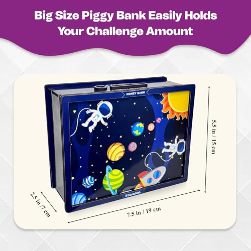 Image of Sketchfab Money Saving Box for Adult 100000, Wooden with Savings Tracker Bank Kids, Smart Piggy Bank, Box, Coin Box,Gullak Saver,Piggy Rs100000 Home Deal Gift Man, Women (Space)
