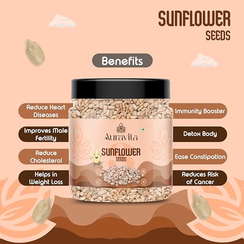 Image of Auravita Premium Sunflower Seeds 100GM | Rich in Protein, Fiber & Healthy Fats | Raw Seeds for Eating | High in Protein, Fiber & Magnesium Jar Pack